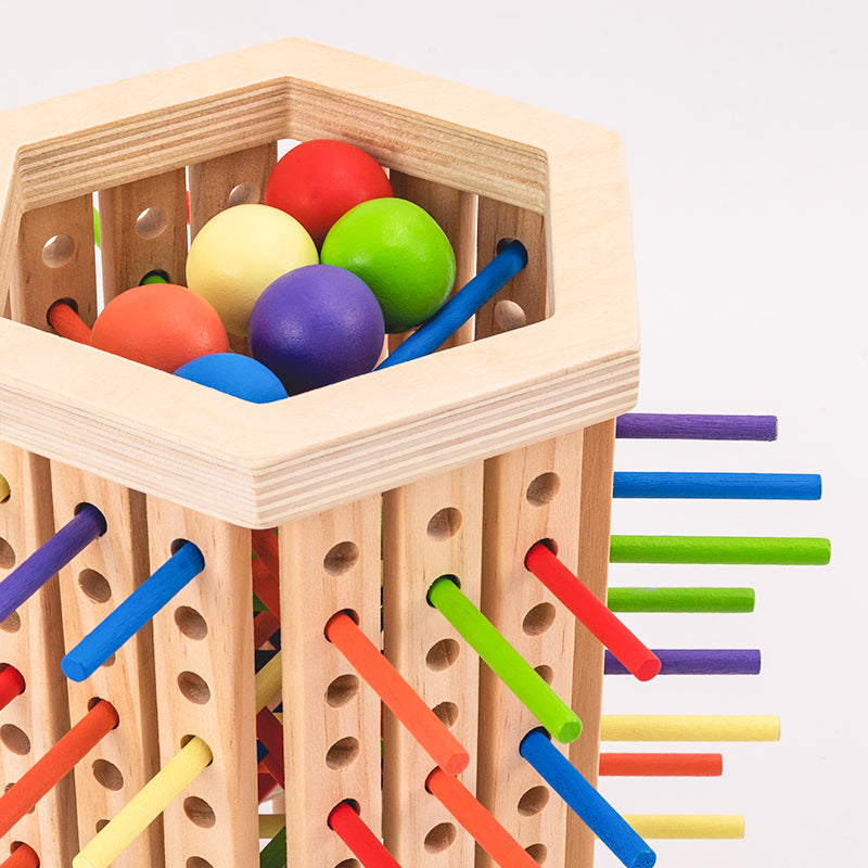 Montessori Wooden Stick & Ball Drop Game