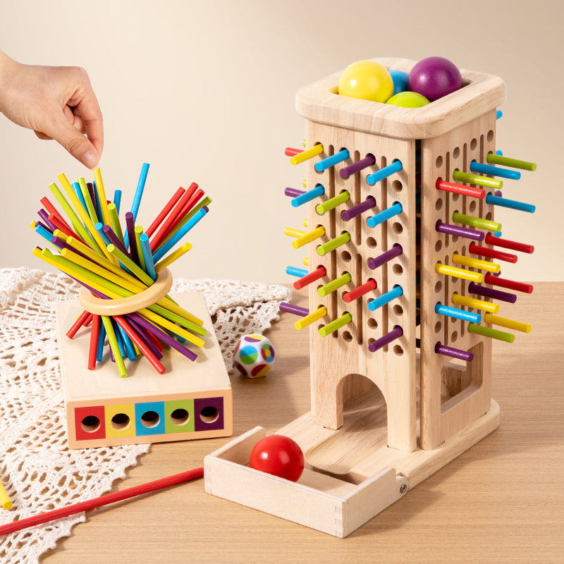 Montessori Wooden Stick & Ball Drop Game