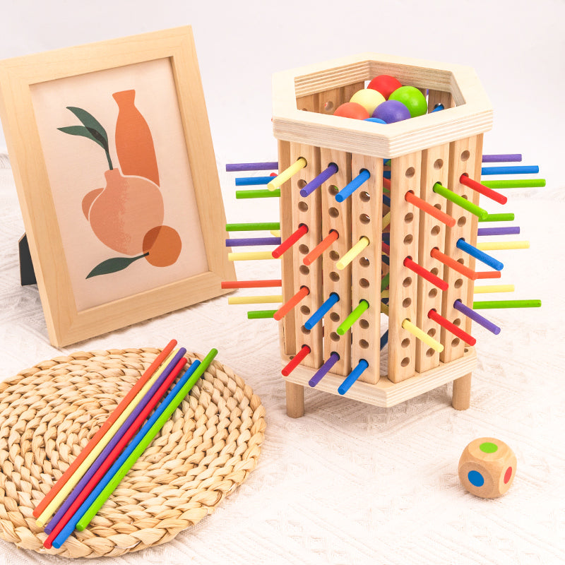 Montessori Wooden Stick & Ball Drop Game