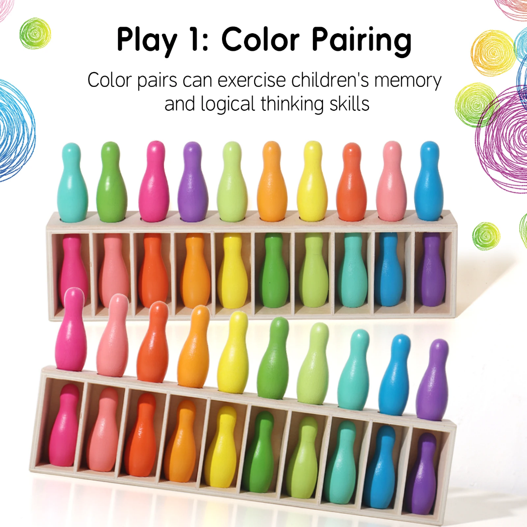 Custom Bowling Children Wooden Rainbow Game