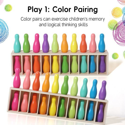 Custom Bowling Children Wooden Rainbow Game