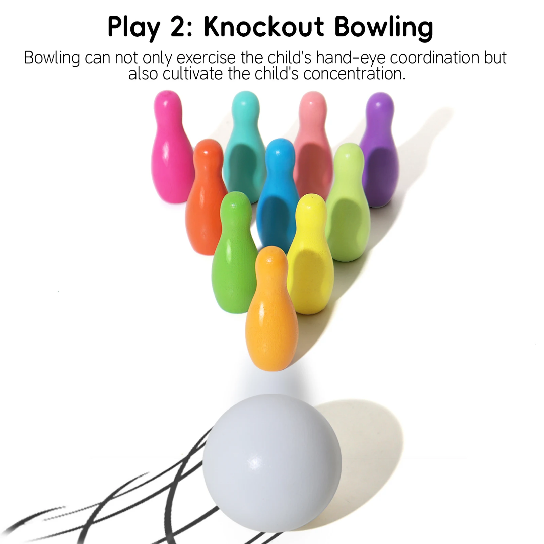 Custom Bowling Children Wooden Rainbow Game